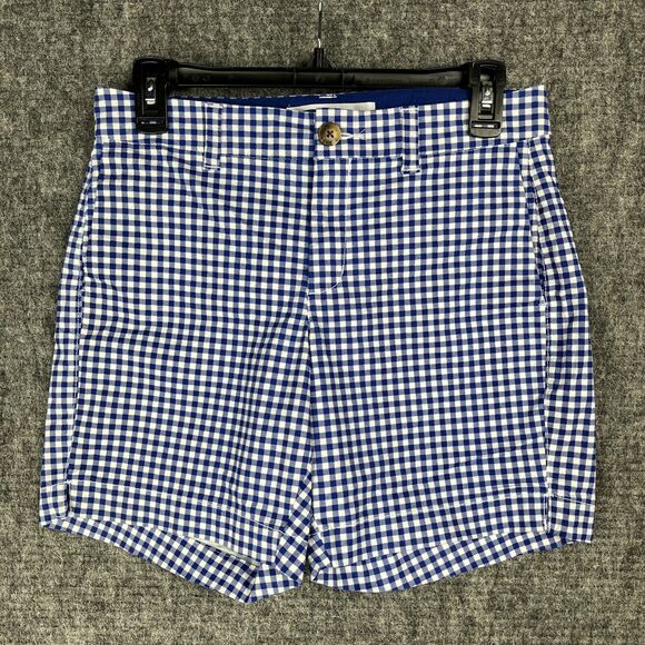 Old Navy Shorts Womens 0 Blue Gingham Plaid Everyday Short‎ Stretch Bermuda - Picture 1 of 11